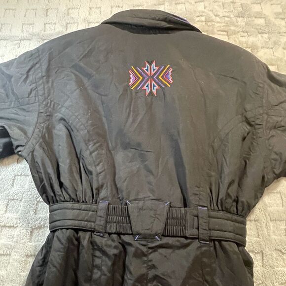 VTG Ski Suit One Piece Snowsuit 80s 90s EDELWEISS Snow Bib Womens 14 Aztec Clean - Picture 13 of 16